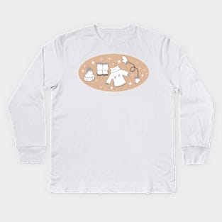 Winter weather snow lover cartoon illustration Kids Long Sleeve T-Shirt